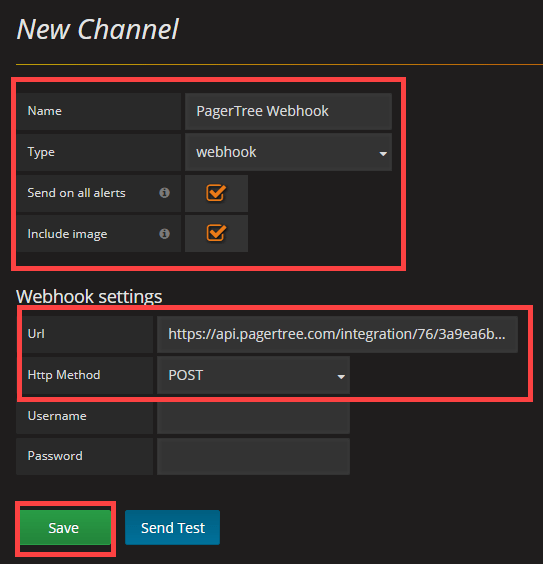 Grafana PagerTree Channel Configuration